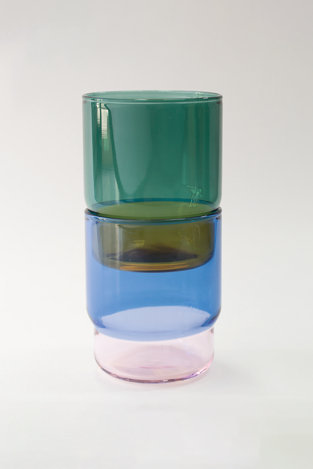 Two Tone Stacking Glass in Blue & Pink