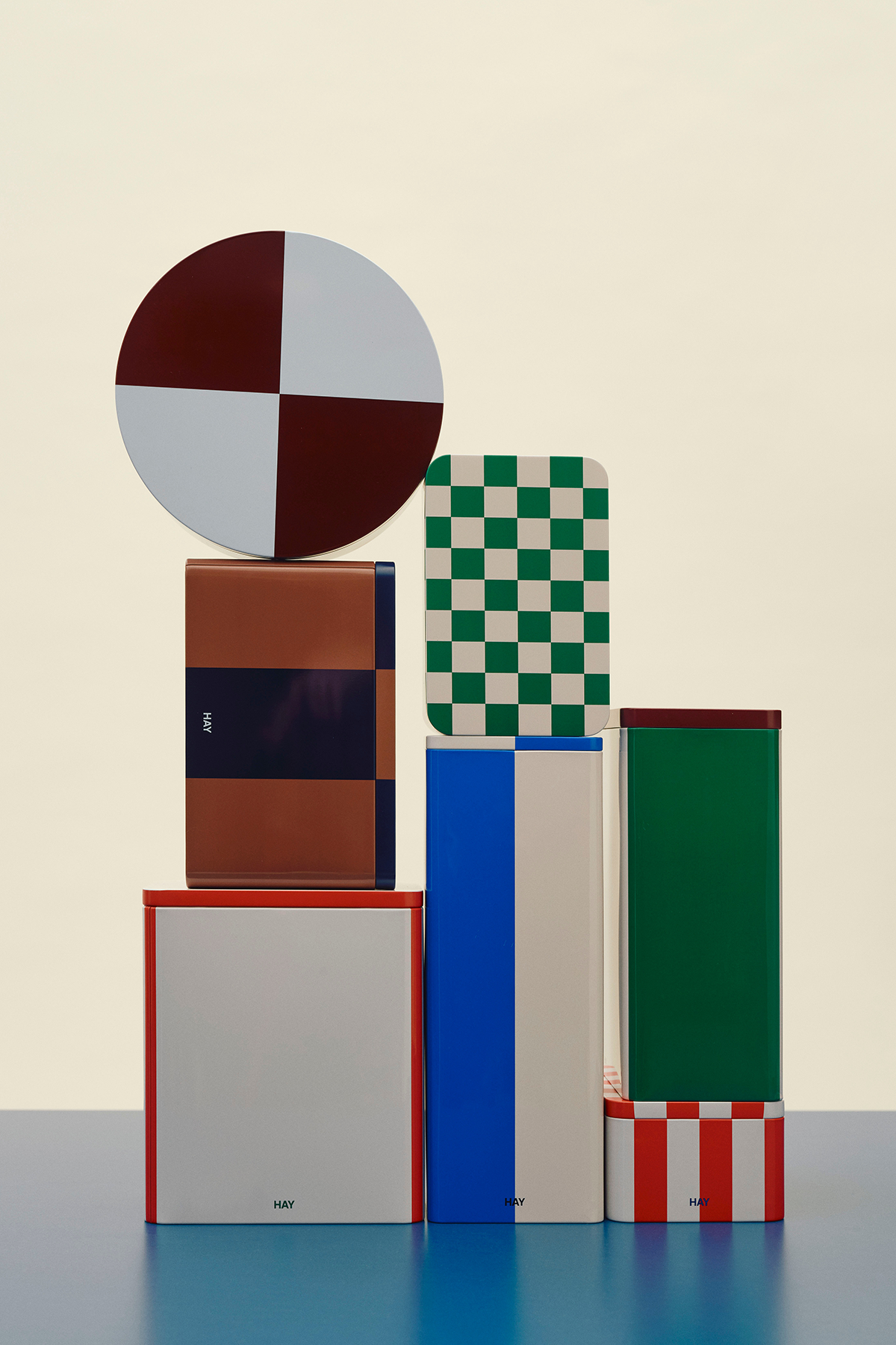 Small Tin in Green & Off White