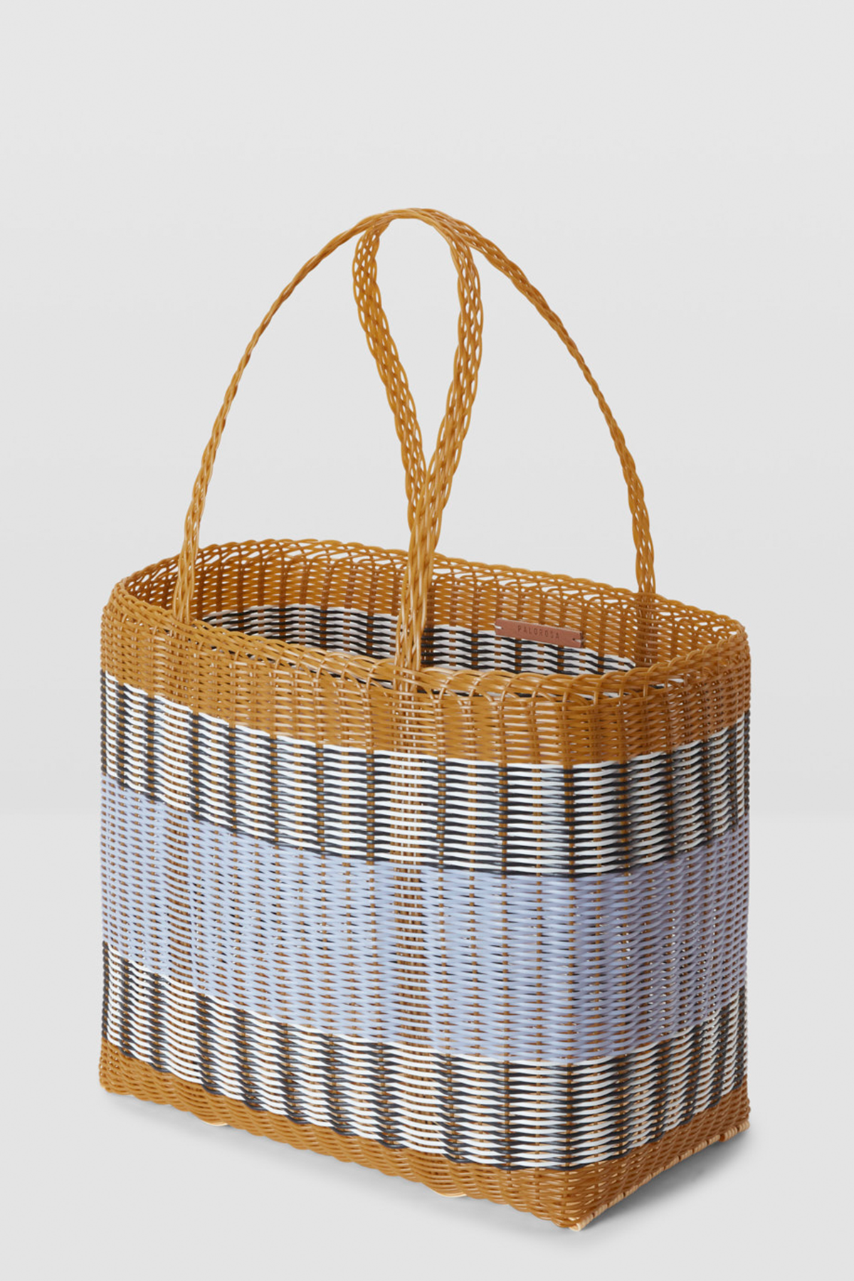 Medium Basket in Tobacco & Blue Lilac