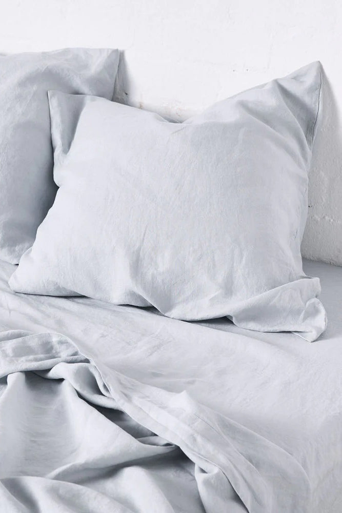 100% Linen Fitted Sheet in Mist