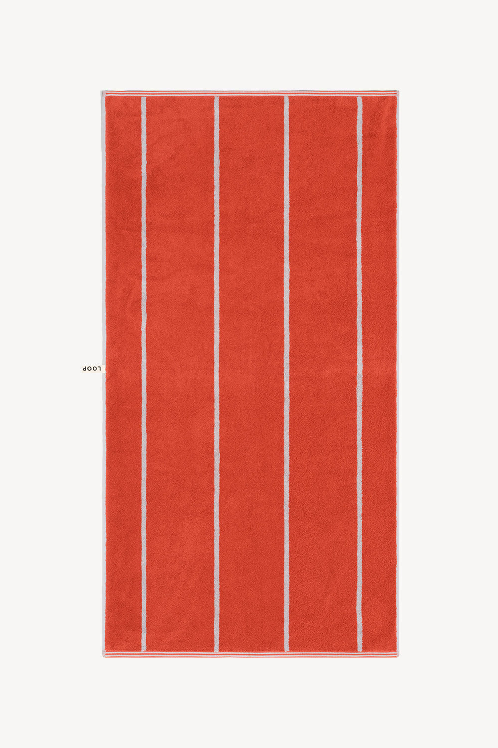 Bath Towel in Terracotta & Stone Pinstripe