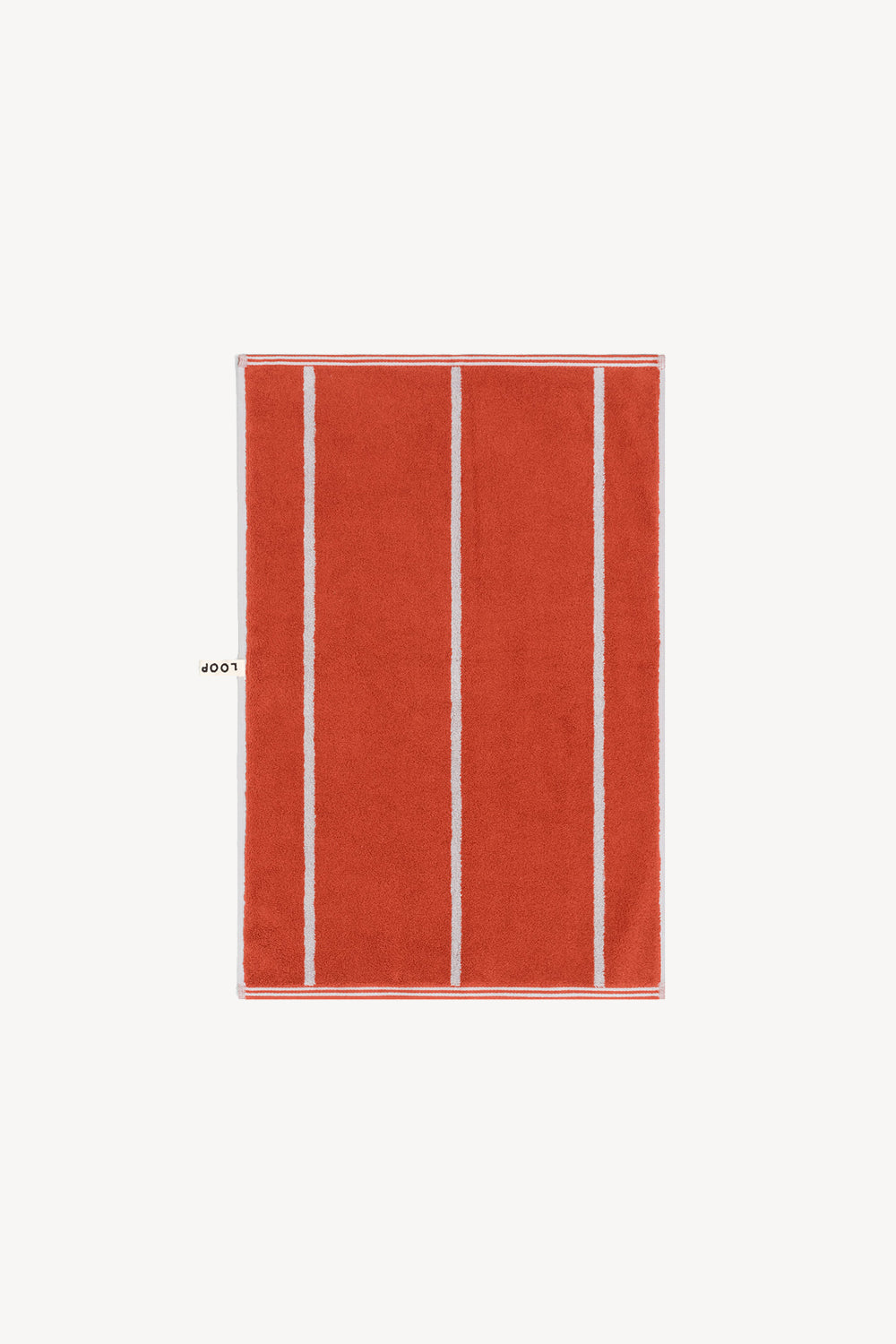 Hand Towel in Terracotta & Stone Pinstripe