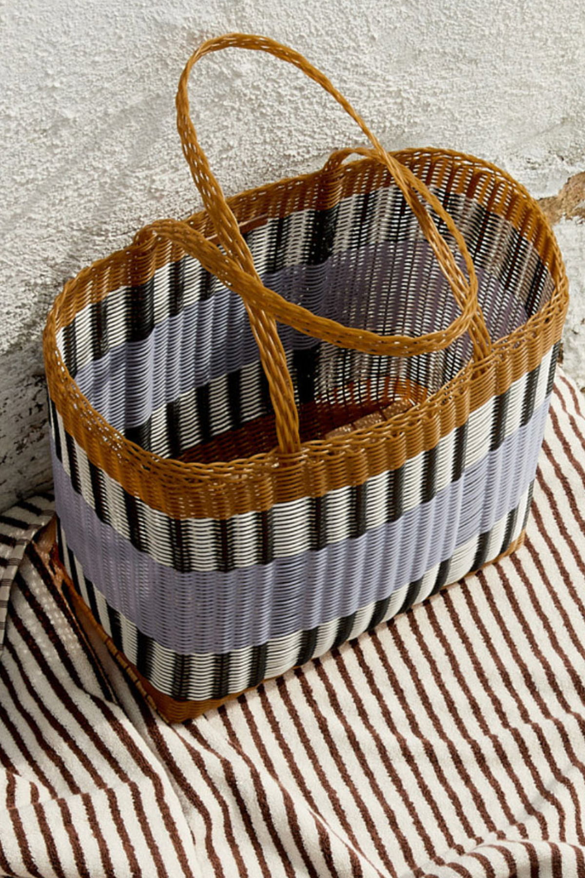 Small Basket in Tobacco & Blue Lilac