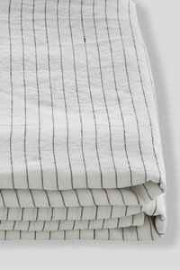 100% Linen Flat Sheet in Pinstripe Navy