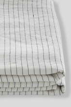Load image into Gallery viewer, 100% Linen Fitted Sheet in Pinstripe Navy

