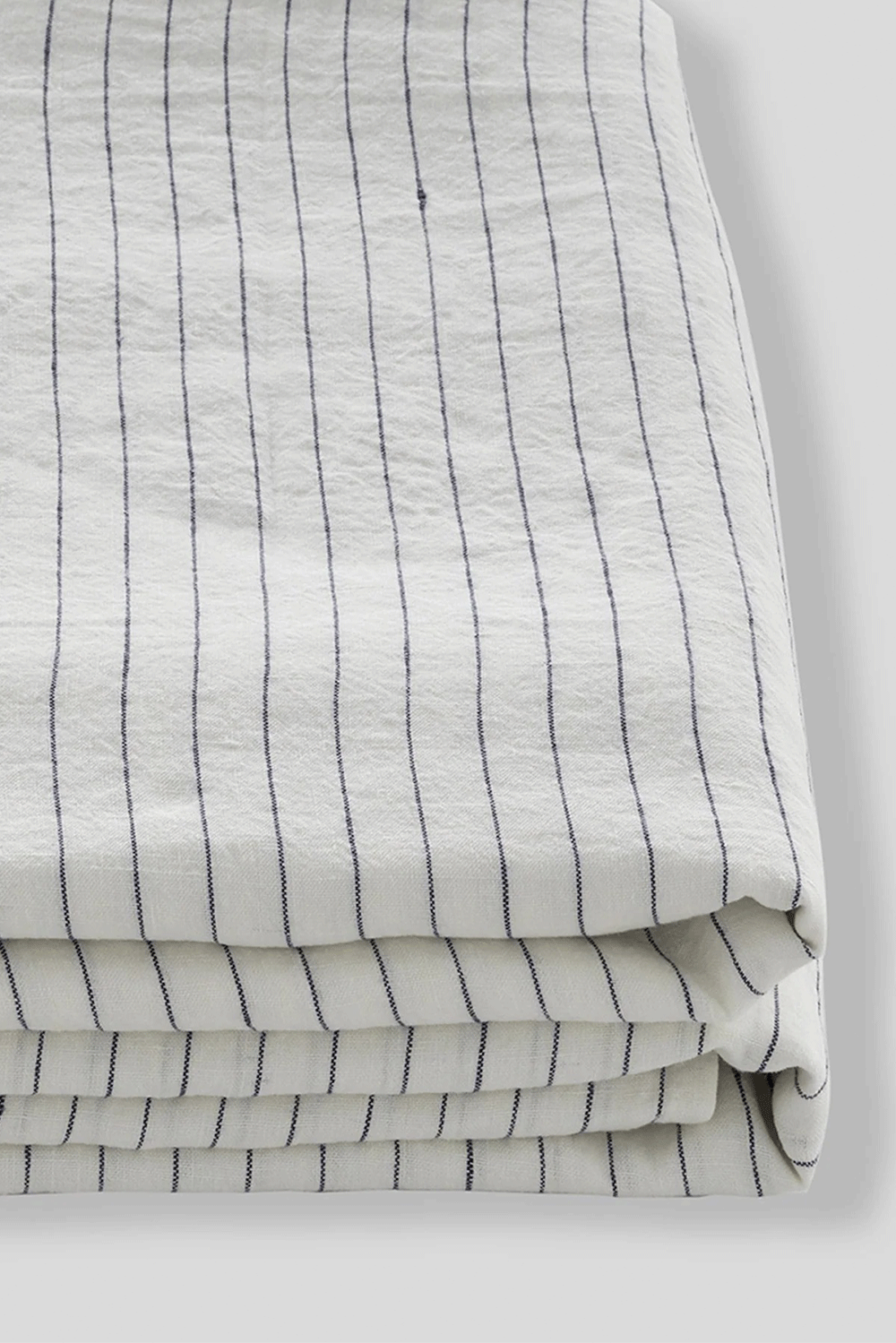 100% Linen Fitted Sheet in Pinstripe Navy