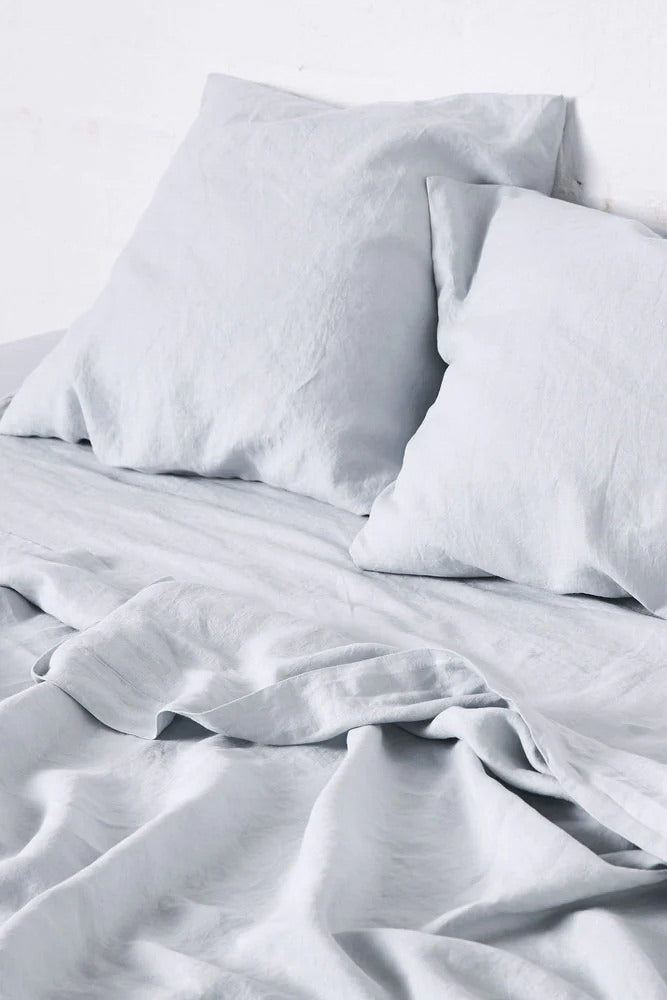 100% Linen Fitted Sheet in Mist