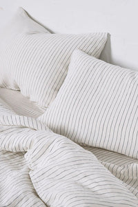 100% Linen Pillowslip Set (of two) in Pinstripe Navy