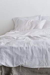 100% Linen Duvet Cover in White